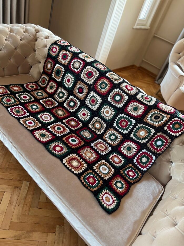 Retro Home Decor Afghan Blanket Throw Crochet Granny Throw Trend Bedspread Handmade Couch Throw Gift For Her