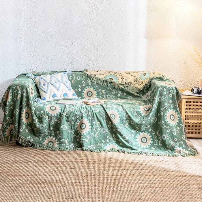 Retro Sofa Cover Cotton Reversible Blanket