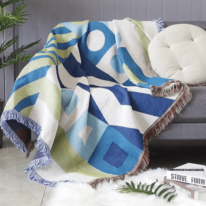 Retro Style Mid Century Tapestry Throw Blanket