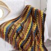 Retro Vintage Mid Century Style Knitted Blanket Throw