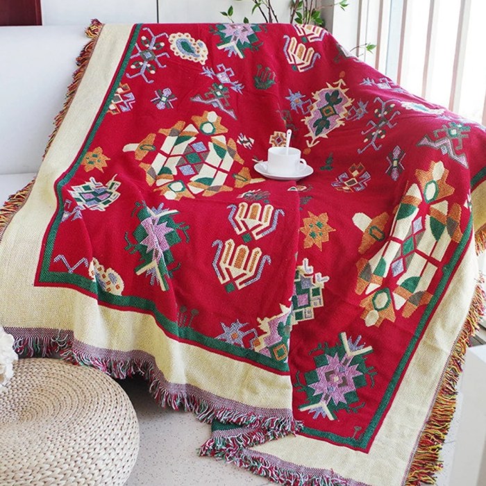 Reversible Aztec Design Throw Blanket