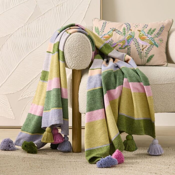 Sephora Garden Green Stripe Throw