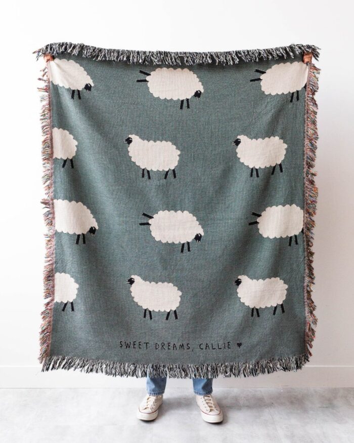 Sheep Name Blanket: Cute Animal Woven Throw