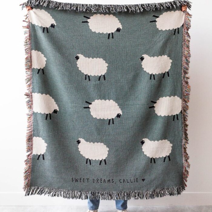 Sheep Name Blanket: Cute Animal Woven Throw