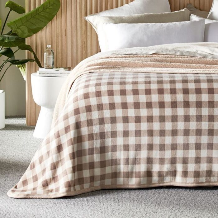 Sherpa Natural Gingham Blanket