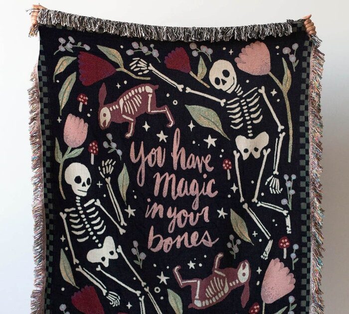 Skeleton Blanket: Magic Bones Woven Throw