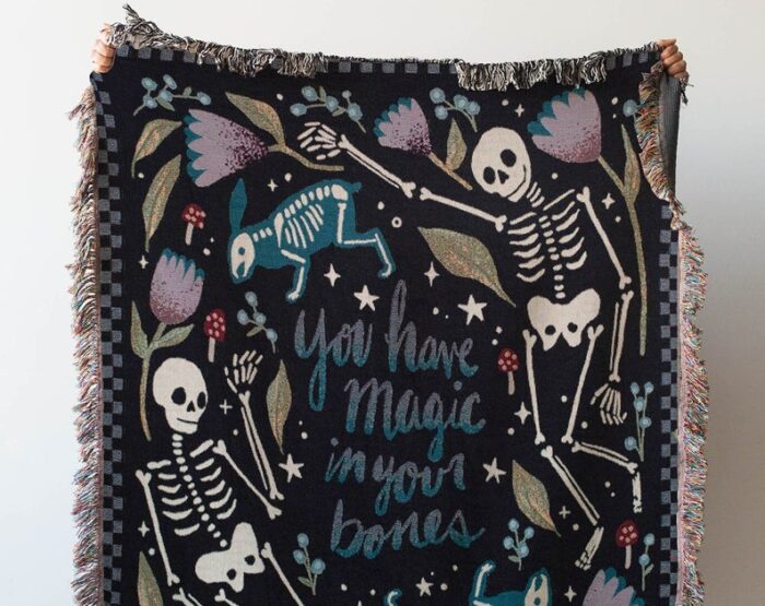 Skeleton Blanket: Magic Bones Woven Throw