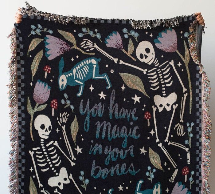 Skeleton Blanket: Magic Bones Woven Throw