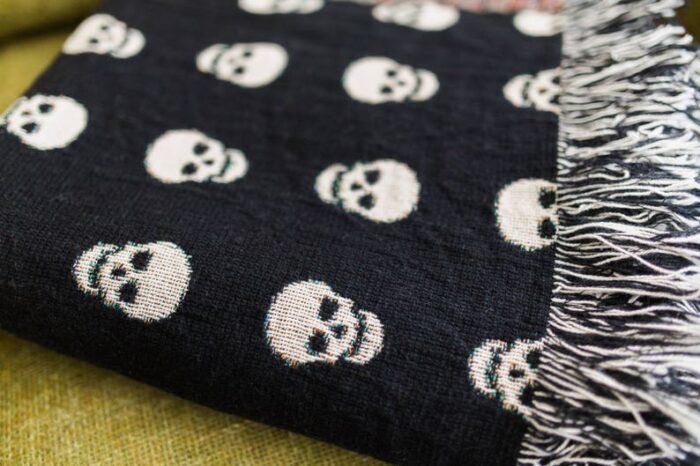 Skull Throw Blanket: Goth Black Home Decor