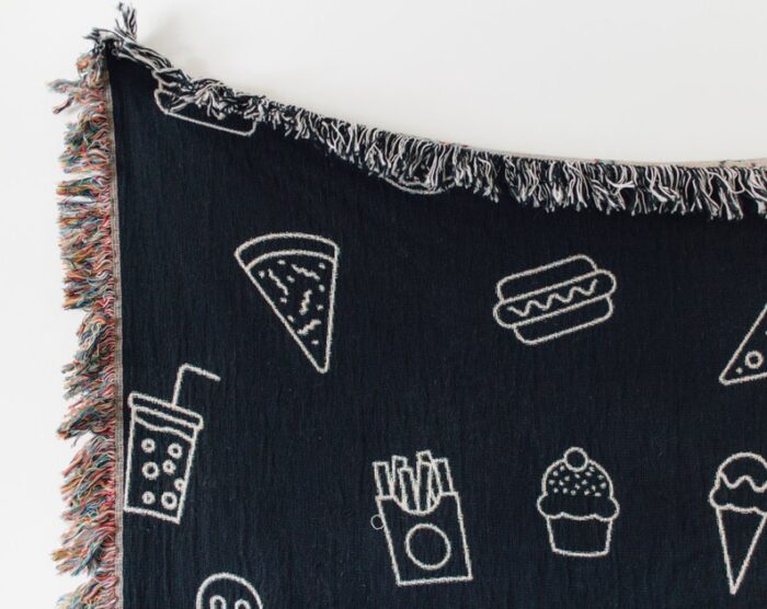 Snacks Woven Blanket: Funny Junk Food Decor