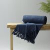 Solid Blue Indian Handmade Reversible Throw