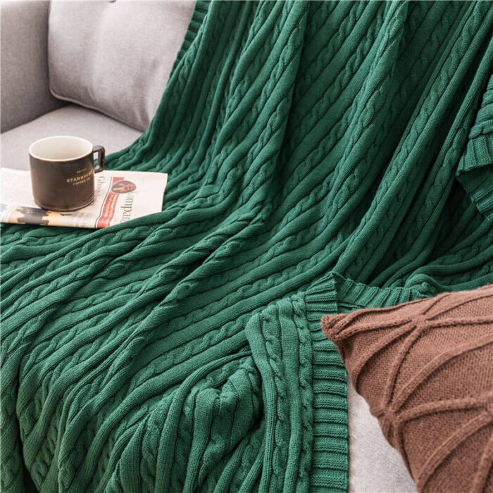 Solid Color Cotton Sofa Knit Blanket