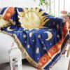 Sun Moon & Stars Bohemian Throw Blanket Boho Throw Woven Tapestry