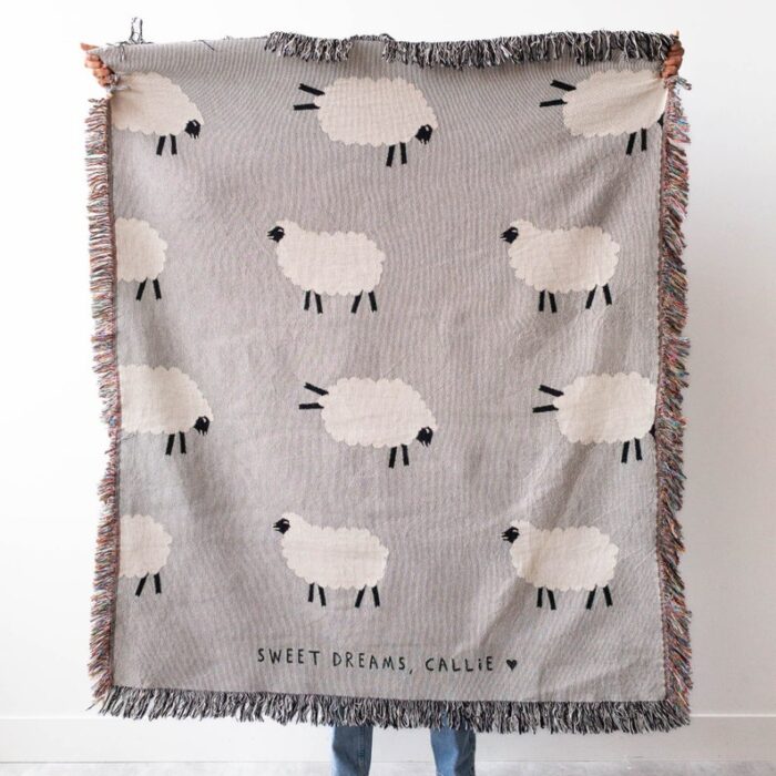 Sweet Dreams Sheep Blanket: Cute Animal Woven Throw