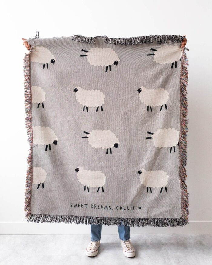 Sweet Dreams Sheep Blanket: Cute Animal Woven Throw