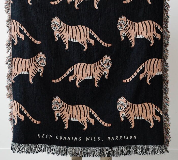 Tiger Personalized Blanket: Black Jungle Decor