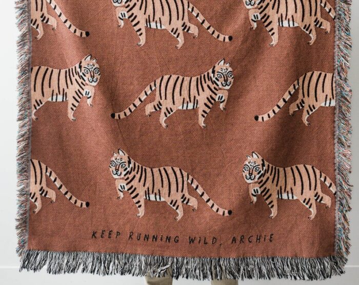 Tiger Personalized Blanket: Earth Tones Brown Jungle Decor