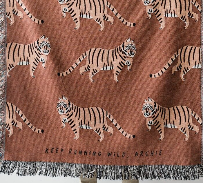 Tiger Personalized Blanket: Earth Tones Brown Jungle Decor