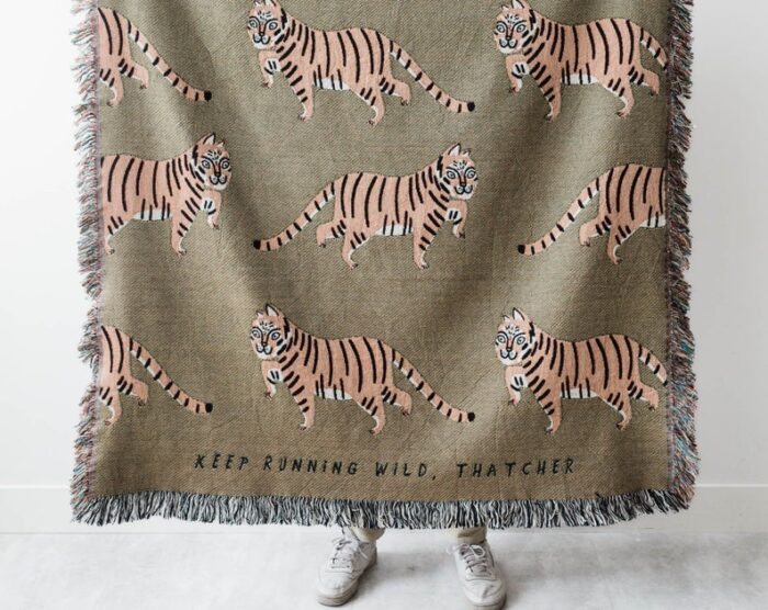 Tiger Personalized Blanket: Earth Tones Green Jungle Decor