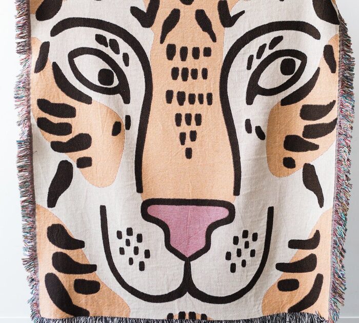 Tiger Throw Blanket: Woven Cotton Throw