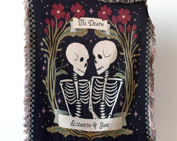 Til Death Blanket: Skeleton Woven Throw