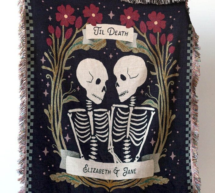 Til Death Blanket: Skeleton Woven Throw