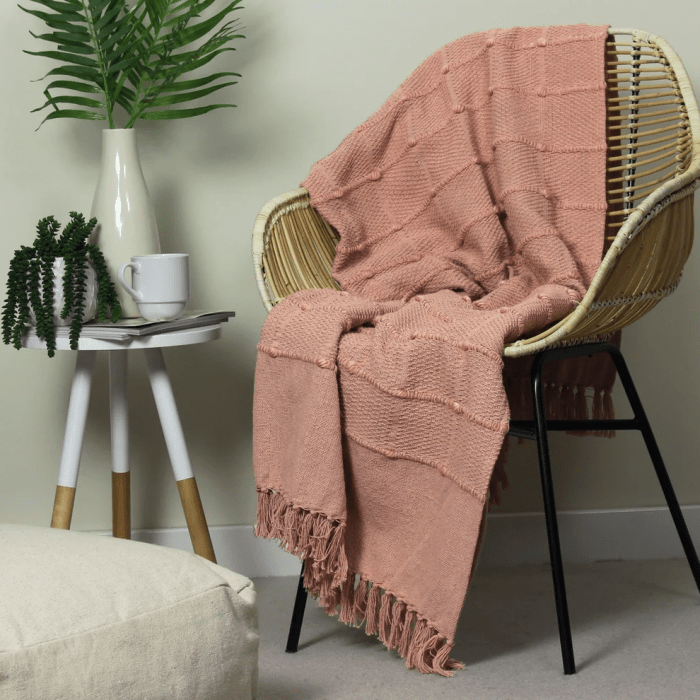 Tufted Blush Pink Throw Blanket