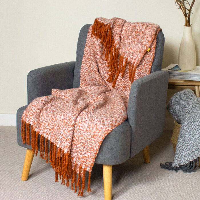 Weaver Herringbone Throw Rust