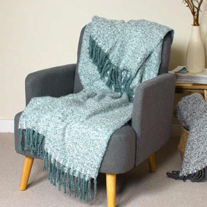 Weaver Herringbone Throw Teal