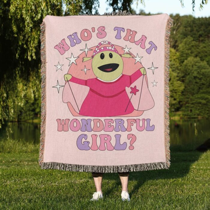 Who That Wonderful Girl Pink Woven Blankets