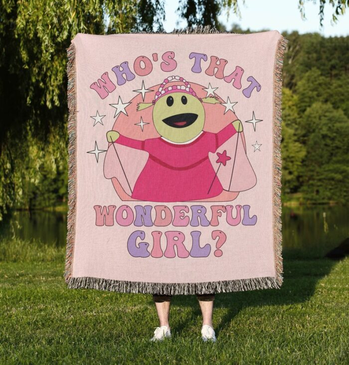 Who That Wonderful Girl Pink Woven Blankets