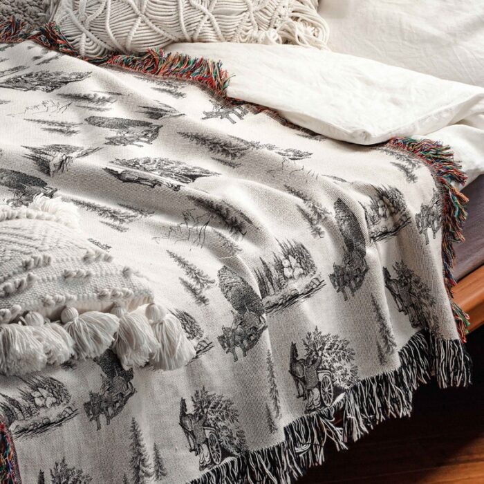 Woven Cotton Tapestry Blanket