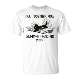 All Together Now Summer Reading 2023 Groovy Cat Book Lover Reading Funny Designs Funny Gifts Unisex Unisex T-Shirt