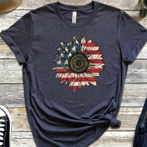 American Flag Sunflower USA 4th Of July Freedom Independence Shirt ETS1089