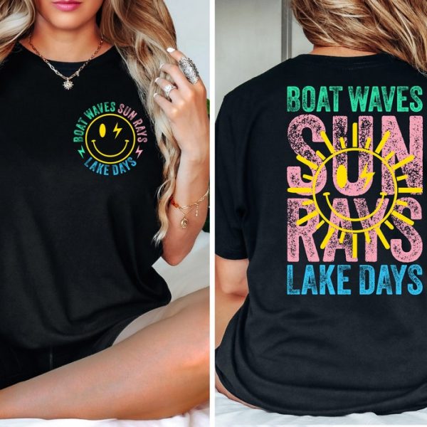 Boat Waves Sun Rays Lake Days Summer Vibes Girls Trip Shirt ETS1015