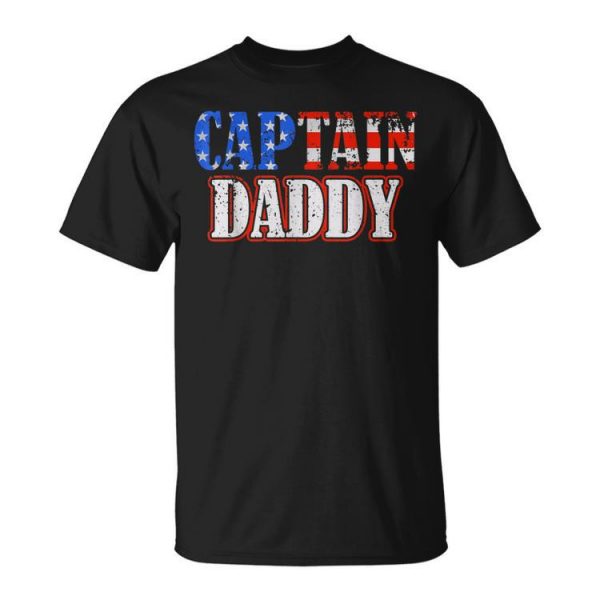 Captain Daddy American Flag Proud Hero Dad Fathers Day Unisex Unisex T-Shirt