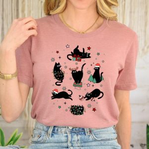 Christmas Black Cat Kitten Lover Xmas Holiday Shirt