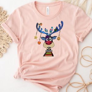 Christmas Reindeer Peeping Lights Family Holiday Gift Shirt ETS1142