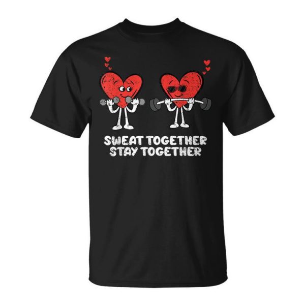 Couple Heart Workout Valentines Day Love Gym Fitness Lifting Unisex T-Shirt