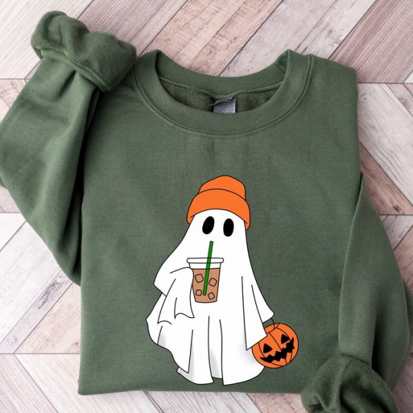 Cute Ghost Drinking Coffee Sweatshirt