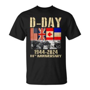 D-Daynormandy Landings 80Th Anniversary 1944-2024 Uk Flag Unisex T-Shirt