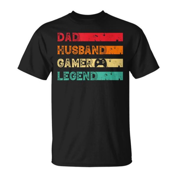 Dad Husband Gamer Legend Vintage Gamer Gaming Fathers Day Unisex Unisex T-Shirt