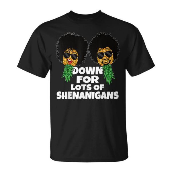 Down For Shenanigans Pineapple Afro Black Swinger Couple Unisex Unisex T-Shirt