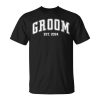 Groom Bride Est 2024 Retro Just Married Couples Wedding Unisex T-Shirt