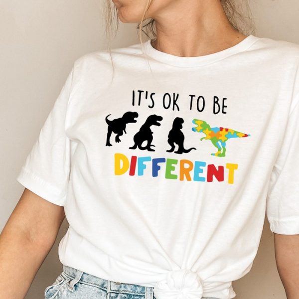 It's Ok To Be Different Autism Awareness Dinosaur Shirt ETS1132