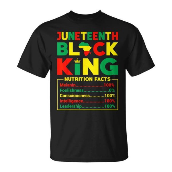 Junenth Boy Black King Nutritional Facts Couple Unisex T-Shirt