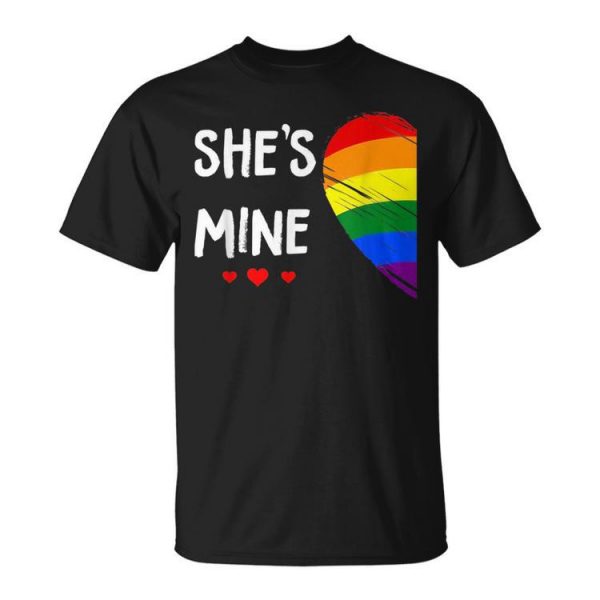 Lesbian Couple Heart Shes Mine Gay Trans Lgbt Pride Month Unisex Unisex T-Shirt