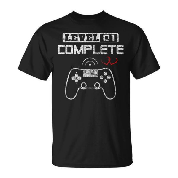 Level 1 Complete 1St Wedding Anniversary First Year Him Her Unisex Unisex T-Shirt