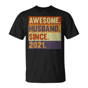 Mens 2Nd Wedding Anniversary For Him Cotton Gift Husband 2021 Unisex Unisex T-Shirt