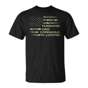 Mens Cornhole Husband Dad Cornhole Legend American Flag Unisex Unisex T-Shirt